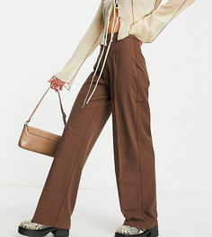 Коричневые свободные брюки в винтажном мужском стиле Bershka Petite-Коричневый цвет