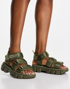 Сандалии цвета хаки с двойным ремешком Shaka Neo Bungy SF-Зеленый цвет