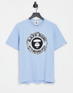 Голубая футболка с принтом "Aape Now" AAPE By A Bathing Ape-Голубой
