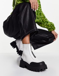 Белые ботинки с квадратным носком и молнией спереди ASOS DESIGN Autumn-Белый