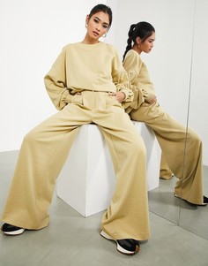 Бежевые брюки с завышенной талией из фактурного трикотажа ASOS EDITION-Светло-бежевый цвет