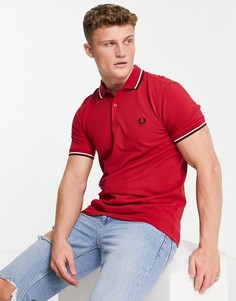 Красное поло с двойным кантом Fred Perry-Красный