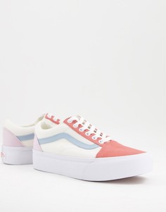 Разноцветные кроссовки из твила пастельных оттенков на платформе Vans Old Skool-Разноцветный