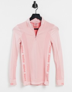 Нежно-розовый бесшовный топ с молнией длиной 1/4 Puma Training Evoknit-Розовый цвет
