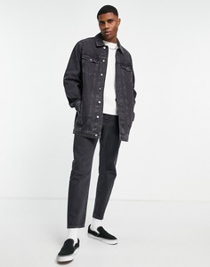 Удлиненная джинсовая куртка в стиле 70-х выбеленного черного цвета ASOS DESIGN-Черный цвет