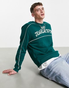Свитшот в стиле oversized зеленого цвета с окантовкой и текстовой вышивкой от комплекта ASOS DESIGN-Зеленый цвет