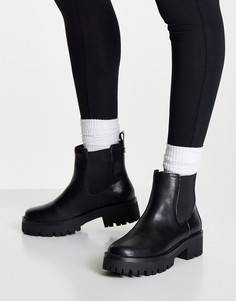 Черные кожаные ботинки челси на массивной подошве Steve Madden Karla-Черный цвет