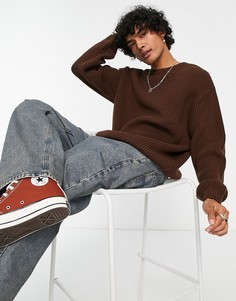 Коричневый oversize-джемпер в рубчик ASOS DESIGN-Коричневый цвет