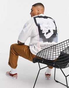 Белая oversized-футболка из смесового органического хлопка с принтом черепа на спине ASOS DESIGN-Белый