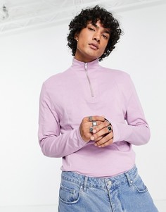 Облегающий лонгслив фиолетового цвета с высоким воротником на молнии ASOS DESIGN-Фиолетовый цвет