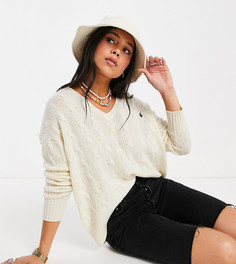Эксклюзивный кремовый oversized-джемпер с логотипом и V-образным вырезом Polo Ralph Lauren x ASOS-Белый