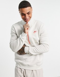 Светло-бежевый флисовый свитшот с короткой молнией до середины груди Nike Club-Светло-бежевый цвет
