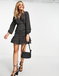 Платье мини с цветочным принтом и со сборками AX Paris-Разноцветный