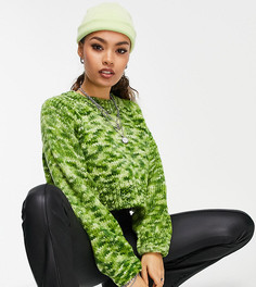 Укороченный джемпер секционной окраски с круглым вырезом Topshop Petite-Зеленый цвет