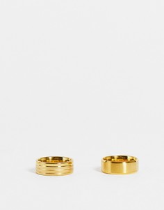 Золотистое кольцо с фактурной матовой отделкой Topman-Золотистый