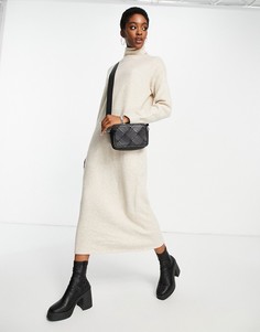 Платье песочного цвета с подворачивающимся воротником Bershka-Светло-бежевый цвет
