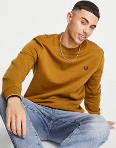 Темно-коричневый свитшот с круглым вырезом Fred Perry-Коричневый цвет