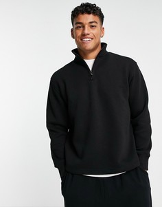 Черный свитшот с короткой молнией от комплекта Topman-Черный цвет