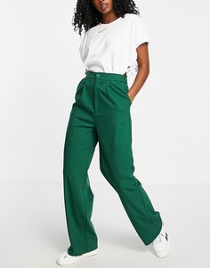 Зеленые свободные брюки мужского силуэта с широкими штанинами в винтажном стиле Stradivarius-Зеленый цвет