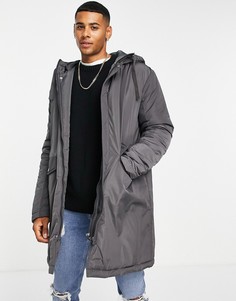 Темно-серая парка ASOS DESIGN-Черный цвет