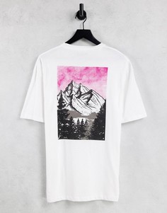 Белая oversized-футболка из органического хлопка с принтом гор на спине Selected Homme-Белый
