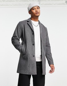 Серое пальто из искусственной шерсти Jack & Jones Originals-Серый
