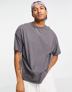 Черная выбеленная oversized-футболка из органического хлопка с круглым вырезом ASOS DESIGN-Черный цвет