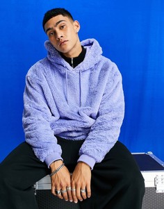 Ярко-сиреневый oversized-худи из искусственного меха ASOS DESIGN-Фиолетовый цвет