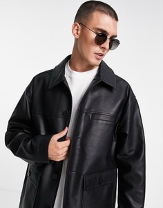Черный шакет из искусственной кожи Topman-Черный цвет
