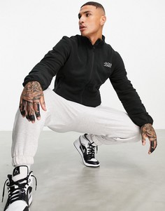 Черная флисовая куртка на молнии со вставкой Jack & Jones Originals-Черный цвет