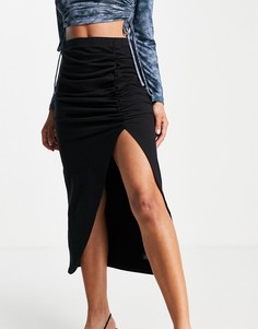 Черная юбка с драпировкой NA-KD-Черный цвет
