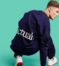 Темно-синий oversized-свитшот с принтом логотипа на спине ASOS Actual