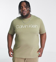 Зеленая футболка с большим логотипом спереди Calvin Klein Big & Tall-Зеленый цвет