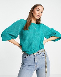 Бирюзовый джемпер с объемными рукавами Vero Moda-Голубой