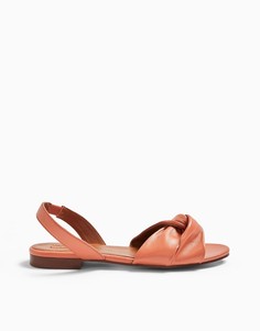 Розовые кожаные сандалии с ремешком на пятке Topshop-Розовый цвет