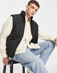 Черный стеганый жилет ASOS DESIGN-Черный цвет