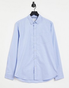 Голубая оксфордская рубашка облегающего кроя из эластичной ткани Topman-Голубой