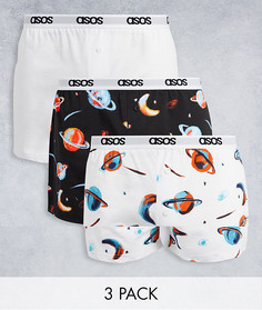 Набор из 3 боксеров с космическим принтом ASOS DESIGN-Разноцветный