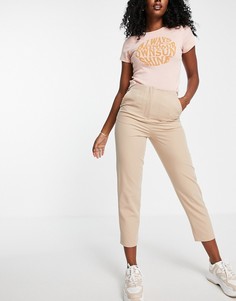 Светло-бежевые брюки-сигареты с завышенной талией Miss Selfridge-Коричневый цвет