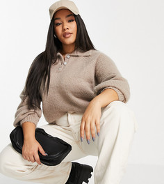 Светло-бежевый джемпер с воротником и объемными рукавами Vero Moda Curve-Светло-бежевый цвет