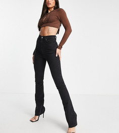 Черные расклешенные джинсы стрейч с завышенной талией в стиле 70-х ASOS DESIGN Tall-Черный цвет