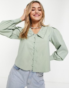 Блузка с винтажным воротником Daisy Street-Зеленый цвет