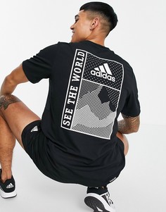 Черная футболка с принтом на спине adidas Training Sportforia-Черный