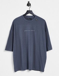 Нейтрально-серая футболка в стиле oversized с принтом логотипа ASOS Unrvlld Spply-Серый