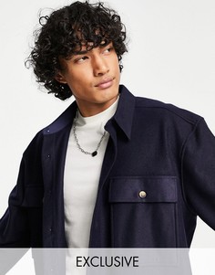 Темно-синяя рубашка из искусственной шерсти Reclaimed Vintage Inspired-Темно-синий