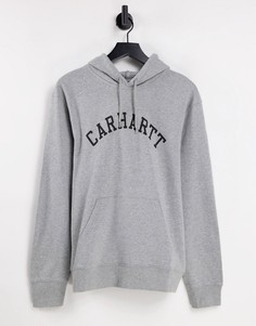 Серый худи с логотипом-надписью в университетском стиле Carhartt WIP