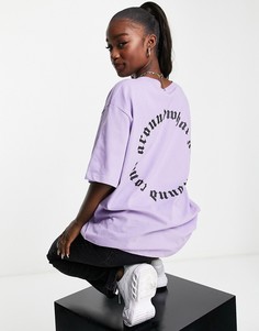 Сиреневая oversized-футболка с принтом "Karma" NA-KD-Фиолетовый цвет