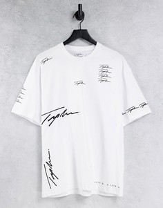 Белая футболка с логотипом в виде подписи Topman-Белый
