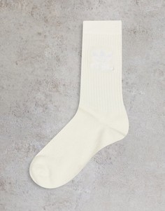 Неокрашенные носки в рубчик стандартной длины кремового цвета adidas Originals-Белый