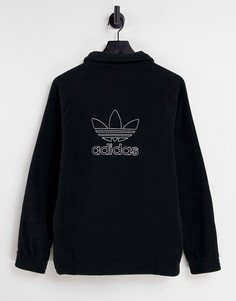 Черный флисовый топ с короткой молнией adidas Originals adicolor-Черный цвет